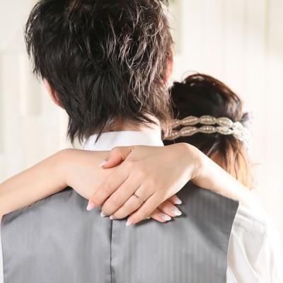 結婚指輪 プラチナ ダイヤ付 ペア 安い ステンレス マリッジリング 50代 ペアリング ヒロインマリッジ セミオーダーメイド HM006R-KS* (S28)の画像