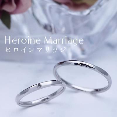 結婚指輪 ダイヤ付 プラチナ ペア 安い ステンレス マリッジリング 50代 ペアリング ヒロインマリッジ セミオーダーメイド HM009R-KS* (S28)の画像