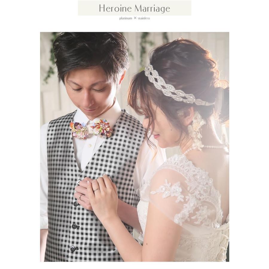 結婚指輪 ダイヤ付 プラチナ ペア 安い ステンレス マリッジリング 50代 ペアリング ヒロインマリッジ セミオーダーメイド HM009R-KS* (S28)の画像