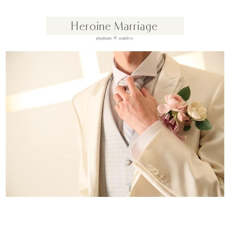 結婚指輪 プラチナ ダイヤ付 ペア 安い ステンレス マリッジリング 50代 ペアリング ヒロインマリッジ セミオーダーメイド HM010R-KS* (S28)の画像