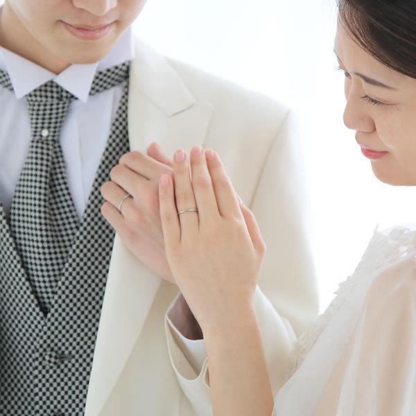 結婚指輪 プラチナ ペア 安い ステンレス マリッジリング 50代 ペアリング ヒロインマリッジ セミオーダーメイド HM012R-KS* (S28)の画像