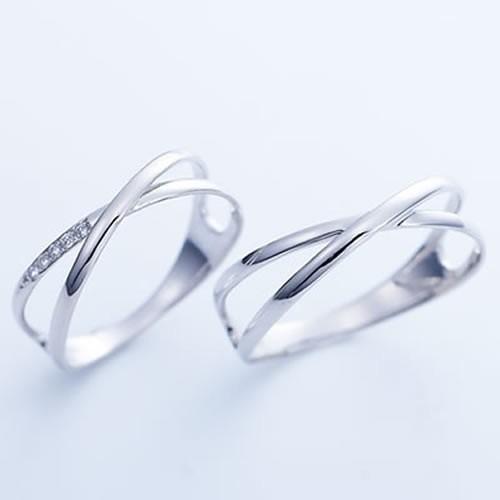結婚指輪 マリッジリング ペアリング ホワイトゴールド K10 安い 指輪 40代  50代 Xライン Ange 11-22-4246-K10WG (L28)の画像