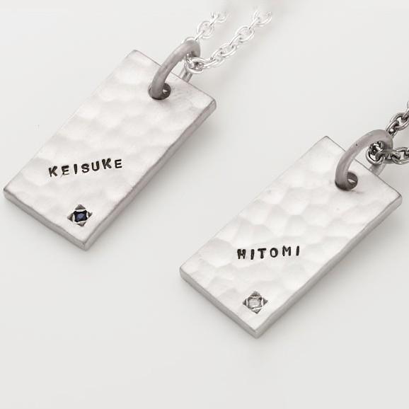 ペアネックレス 安い 学生 30代 40代 刻印 大人 人気 カップル ペア2本セット セミオーダーメイド NECKLACE01-KS* (S21)の画像