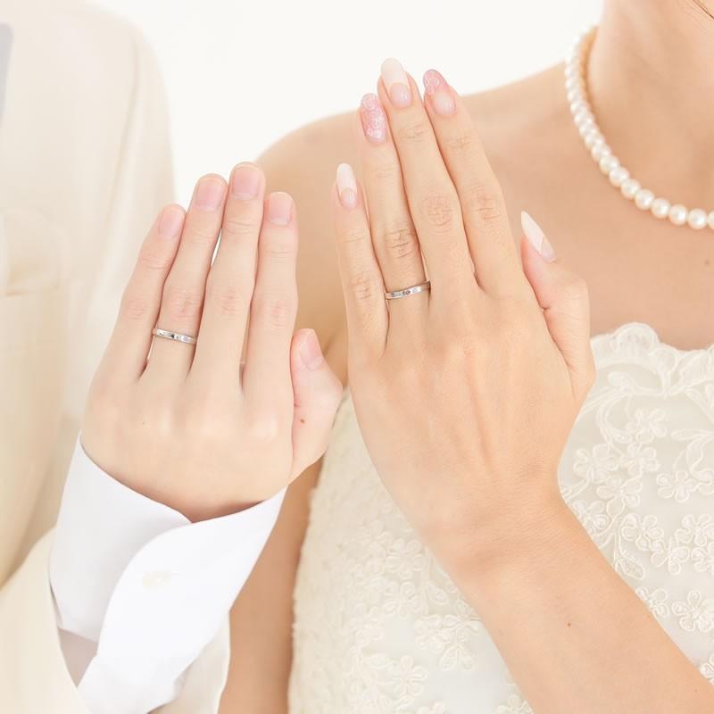 結婚指輪 プラチナ ペア 安い 指輪 ペア マリッジリング 40代 セミオーダーメイド プラチナ ペアリング PT950-009R-KS* (S28)の画像