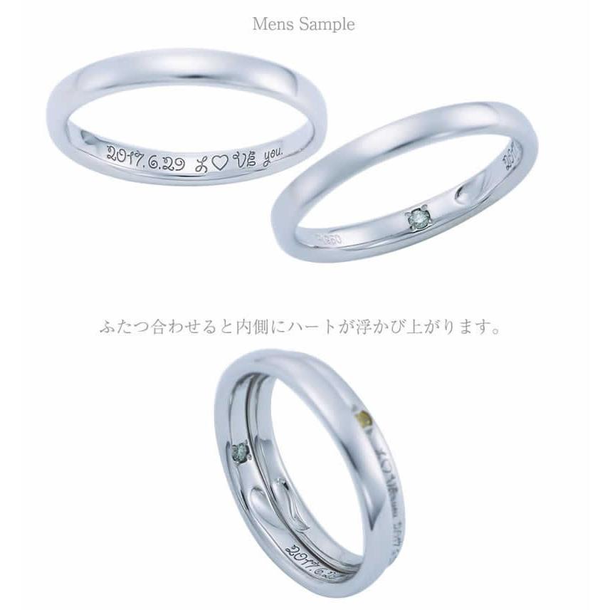 結婚指輪 プラチナ ペア 安い 指輪 ペア マリッジリング 40代 セミオーダーメイド プラチナ ペアリング PT950-012R-KS* (S28)の画像
