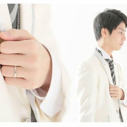 結婚指輪 プラチナ ペア 安い 指輪 ペア マリッジリング 40代 セミオーダーメイド プラチナ ペアリング PT950-027R-KS* (S28)の画像
