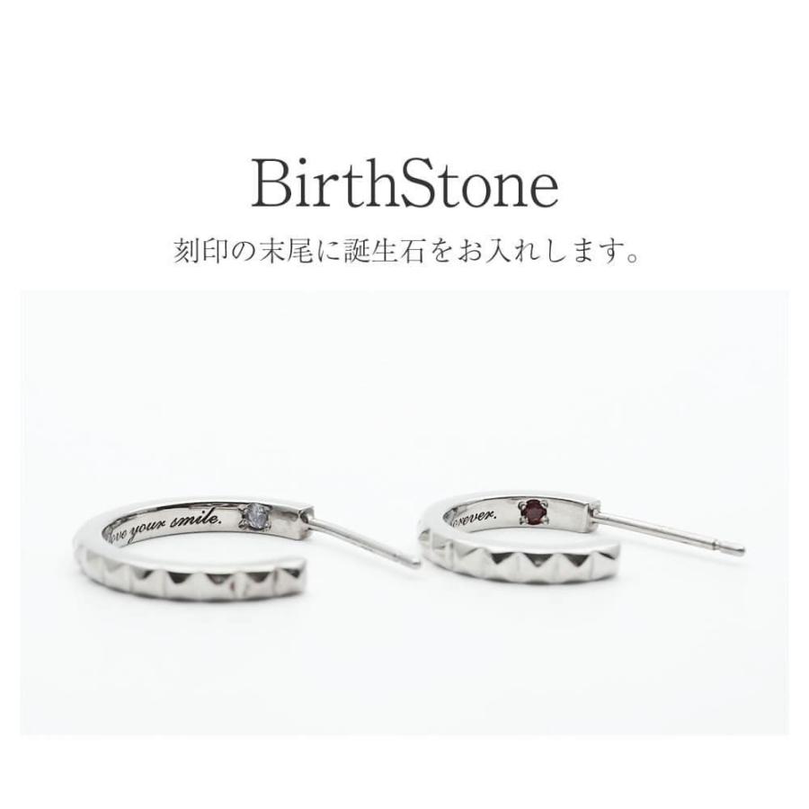 ペアピアス カップル 片耳 刻印 誕生石 人気 ステンレス レディース メンズ シンプル セミオーダーメイド ST003P-KS* (S28)の画像