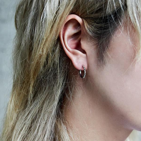 ペアピアス カップル 片耳 刻印 誕生石 人気 ステンレス レディース メンズ シンプル セミオーダーメイド ST003P-KS* (S28)の画像