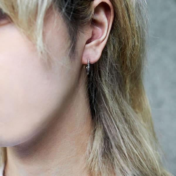 ペアピアス カップル 片耳 刻印 誕生石 人気 ステンレス レディース メンズ シンプル セミオーダーメイド ST003P-KS* (S28)の画像