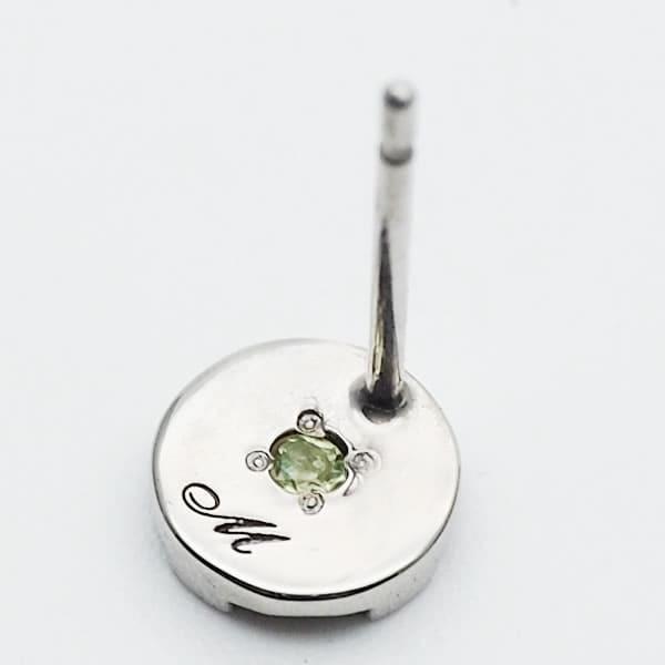 ペアピアス カップル 片耳 刻印 誕生石 人気 ステンレス レディース メンズ シンプル セミオーダーメイド ST005P-KS* (S28)の画像