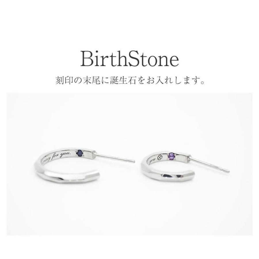 ペアピアス カップル 片耳 刻印 誕生石 人気 ステンレス レディース メンズ シンプル セミオーダーメイド ST005P-KS* (S28)の画像