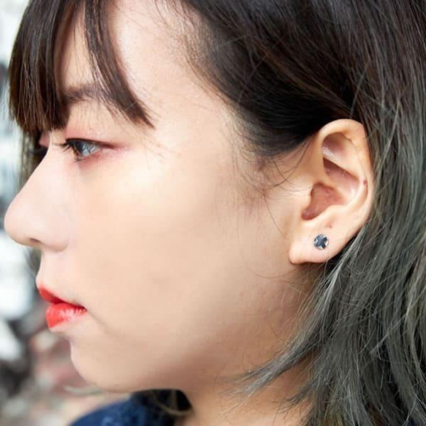 ペアピアス カップル 片耳 刻印 誕生石 人気 ステンレス レディース メンズ シンプル セミオーダーメイド ST005P-KS* (S28)の画像