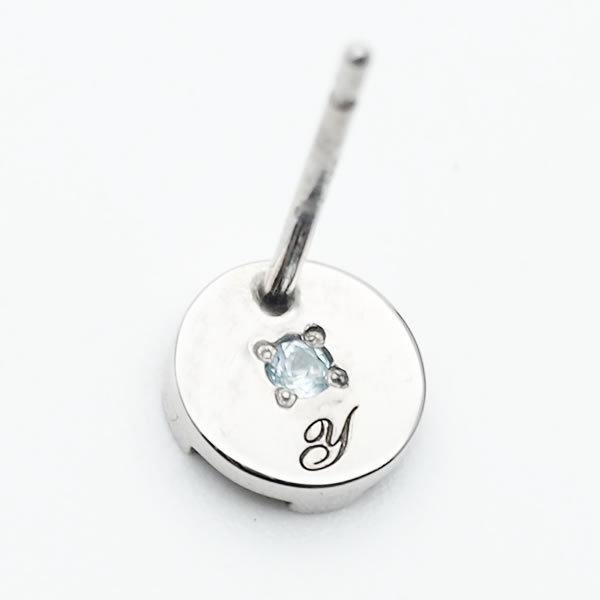 ペアピアス カップル 片耳 刻印 誕生石 人気 ステンレス レディース メンズ シンプル セミオーダーメイド ST005P-KS* (S28)の画像