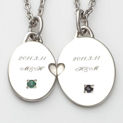 ペアネックレス ステンレス ネックレスチェーン 30代 40代 刻印 大人 人気 カップル メンズ セミオーダーメイド ST102N-KS* (S28)の画像