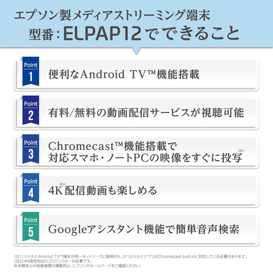 エプソン ドリーミオ ホームプロジェクター Android TV端末 ELPAP12の画像