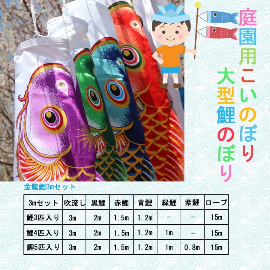 鯉のぼり こいのぼり 庭園用鯉のぼり 鯉5匹 吹流し3m 大型 【特選】 お