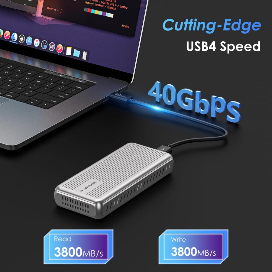WAVLINK 40Gbps PCIe NVMe SSDエンクロージャ、m.2 ssd 外付けケース、USB4外付けハードドライブエンクロージャ、22_1