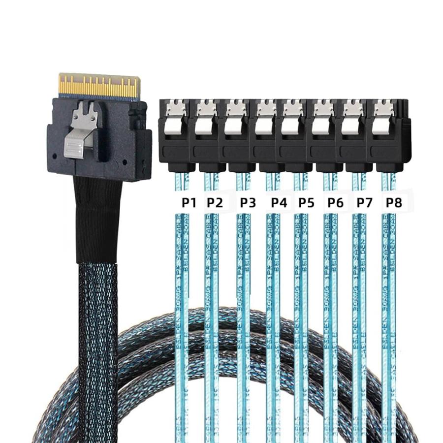 NFHK SlimSAS ホスト/RAID から SATA ターゲット ケーブル、Slim SAS