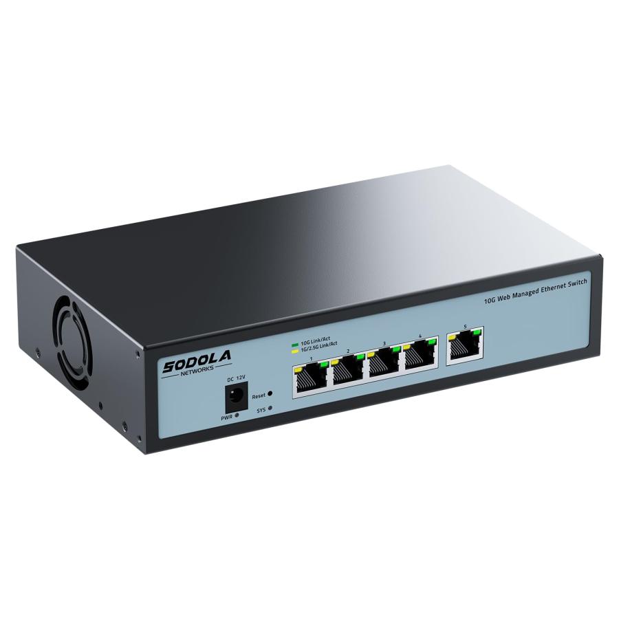 Sodola 10gbps スイッチングハブ 5ポート（5x10G RJ45） Web管理型