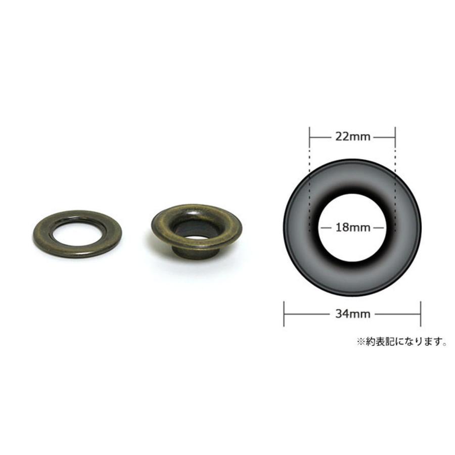 日本紐釦貿易 片面ハトメ #32 穴18mm 100組入 ゴールド F5-337_1