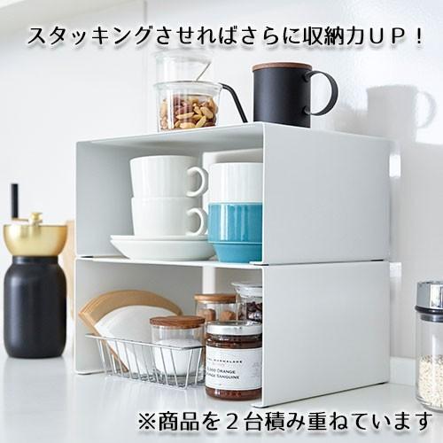 山崎実業 tower キッチンスチール コの字ラック タワー Ｌ キッチン収納 皿 ディッシュラック 調味料棚 棚 スタッキング シンプル 奥行き20cm yamazaki | tower | 02