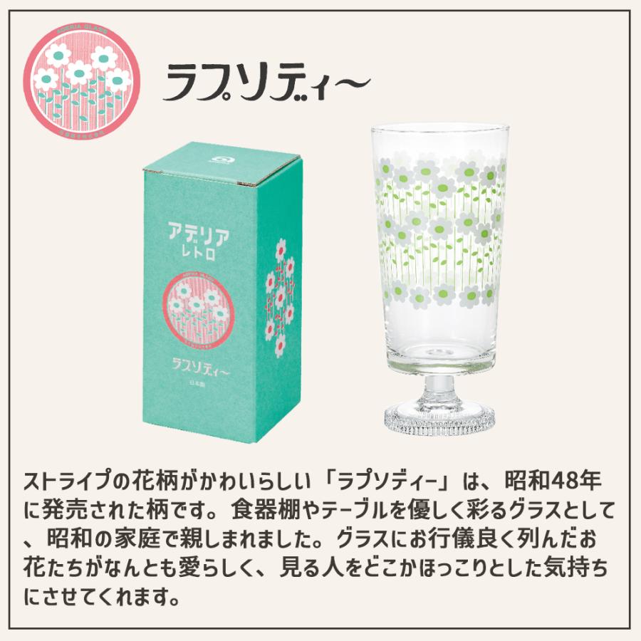 アデリアレトロ 脚付き グラス ガラス コップ 足付き 昭和 レトロ 食器 雑貨 花柄 アデリア | ADERIA | 16