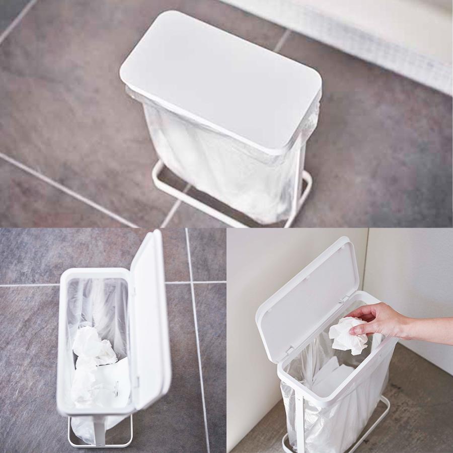 山崎実業 LUCE ゴミ袋 ホルダー フタ付き スリム ゴミ箱 ルーチェ ごみ箱 ダストボックス 蓋 蓋つき | 山崎実業 | 07