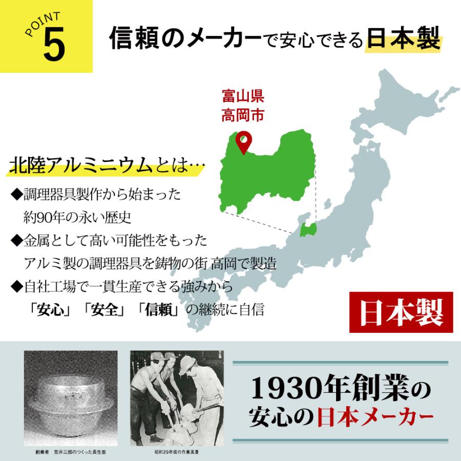 フライパン 28cm 深型 ih 対応 日本製 ふかみ 底が広い 幅広 深い 深め フッ素樹脂加工 アルミ 北陸アルミニウム | 北陸アルミニウム | 05