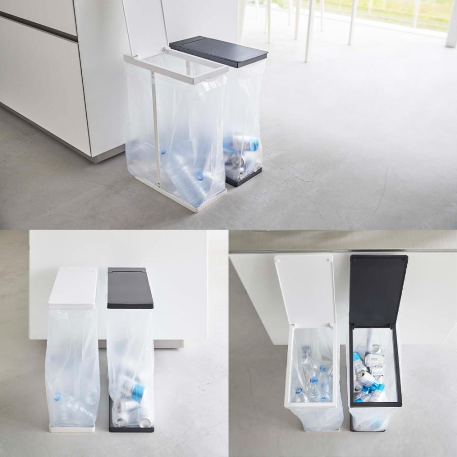 山崎実業 tower スリム 蓋付き 分別 ゴミ袋ホルダー タワー 45L ごみ箱 ゴミ箱 ふた付き ゴミ袋 省スペース 45リットル 大型 分別 キッチン | tower | 06