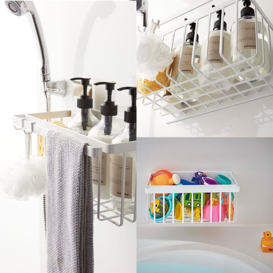 山崎実業 tower マグネット バスルームバスケット タワー 浮かせる収納 お風呂 おもちゃ入れ シャンプー ラック かご カゴ | tower | 06