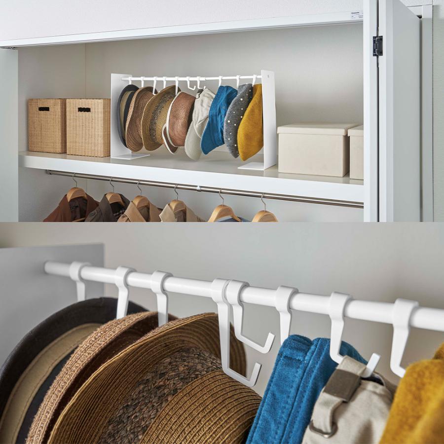 山崎実業 tower 帽子収納スタンド タワー 帽子 キャップ ハット 通学帽 ハンチング 伸縮 フック 10個 収納 ハンガー | tower | 06