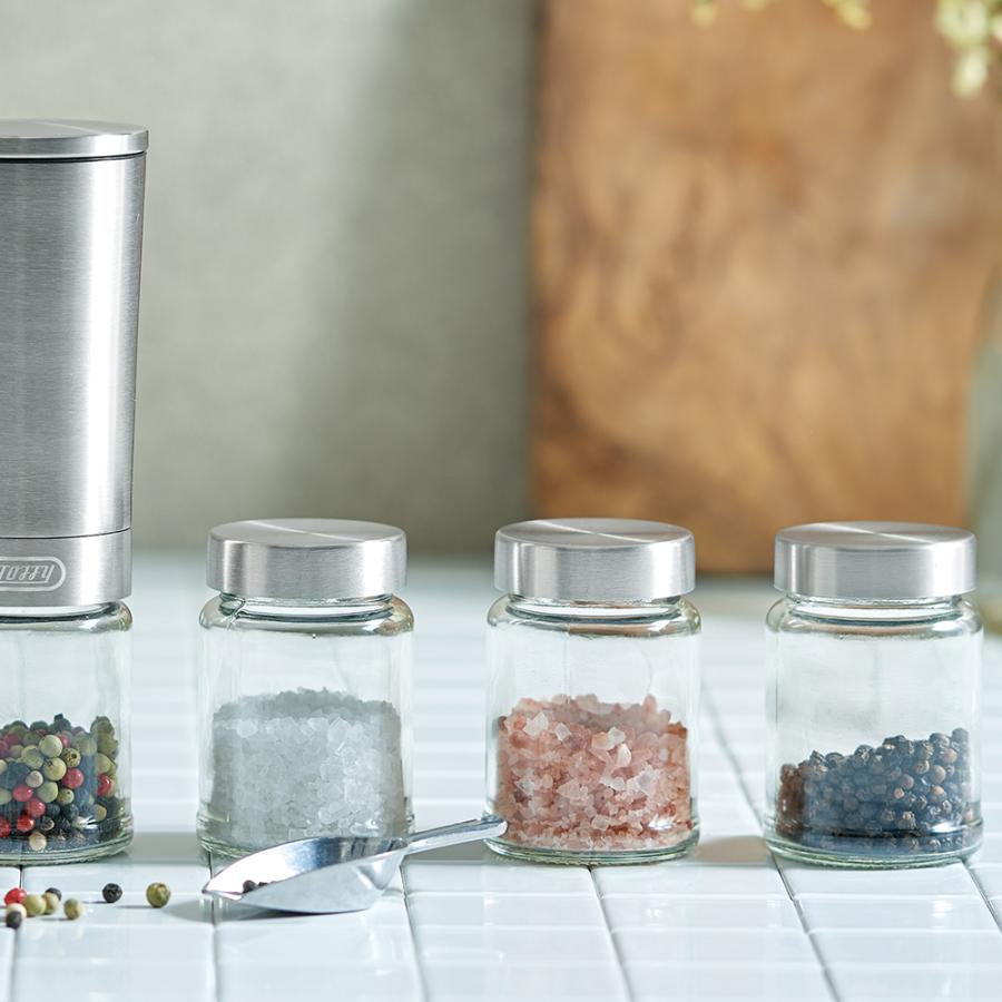 トフィー  電動ミル専用ふた付きボトル  2個入り  保存 容器 ガラスボトル 大容量 胡椒 塩 ペッパーミル スパイス  100ml toffy ラドンナ LADONNA | Toffy | 05