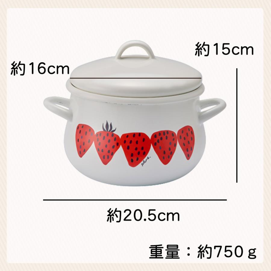 両手鍋 16cm ホーロー鍋 ih対応 琺瑯 ほうろう ホーロー 鍋 ih  直火 ガス火  猫  かわいい キッチン 蓋付き プルーン plune 豊琺瑯 | ブランド登録なし | 12