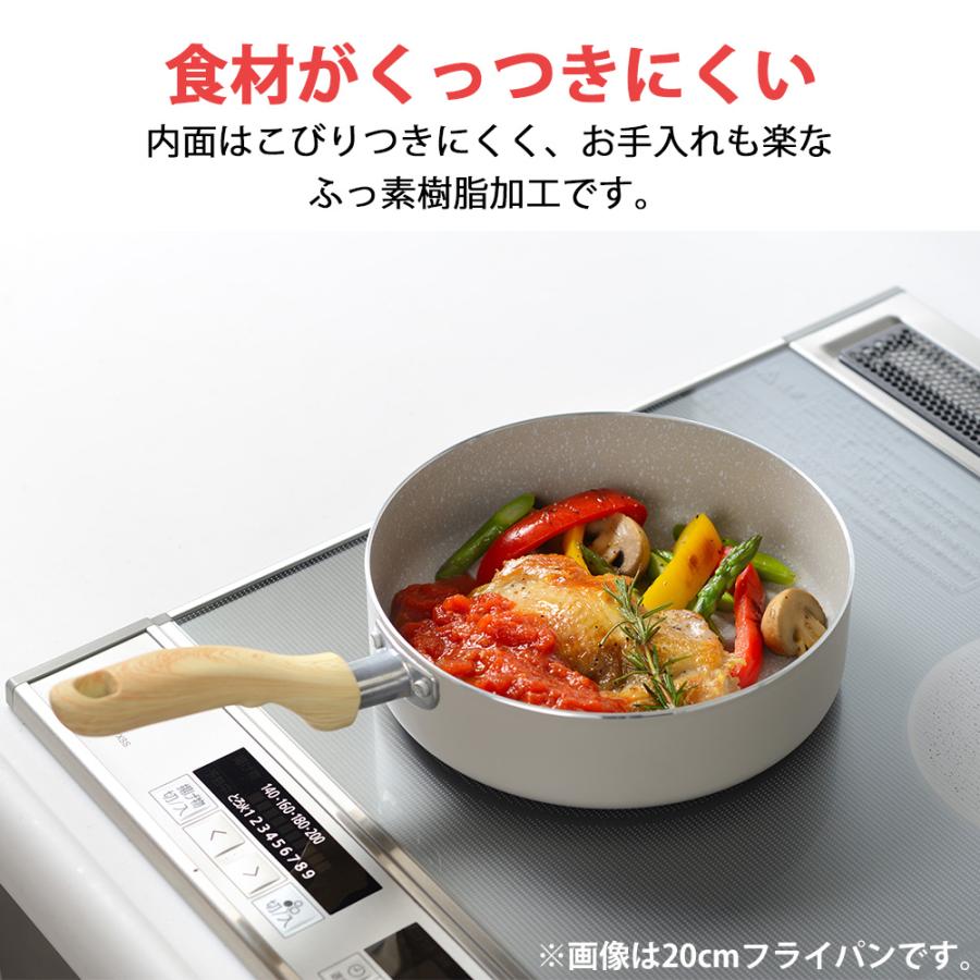フライパン 深型 20cm ワイドパン マルチパン ガス IH ガス火 深型フライパン 鍋  ふっ素樹脂加工 ナチュラルカラー 広々設計 和平フレイズ  ホペア | 和平フレイズ | 04