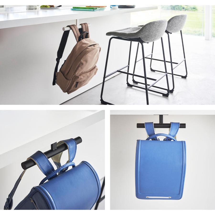 山崎実業 tower デスク下 ランドセル & リュックハンガー タワー ラック 収納 木ネジ 壁掛け 勉強机 天板下 キッチンカウンター 通園 通学 | tower | 06