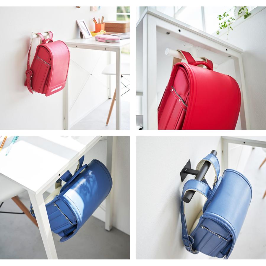 山崎実業 tower デスク下 ランドセル & リュックハンガー タワー ラック 収納 木ネジ 壁掛け 勉強机 天板下 キッチンカウンター 通園 通学 | tower | 07