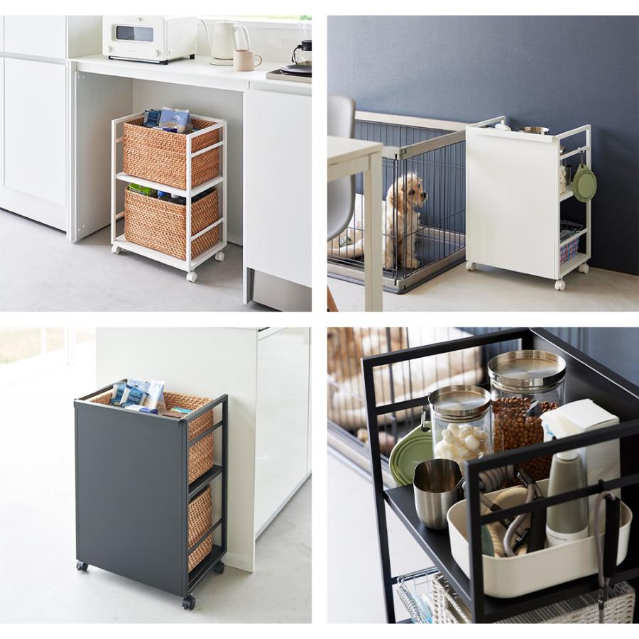 山崎実業 tower 目隠しワゴン タワー キッチン 高さ調整 収納ラック ストック 備蓄 整理棚 ランドセル収納 ペット用品 キャスター付き | tower | 06