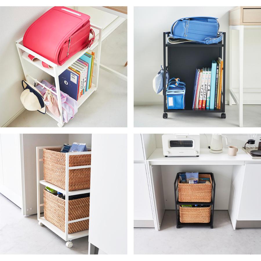 山崎実業 tower 目隠しワゴン タワー キッチン 高さ調整 収納ラック ストック 備蓄 整理棚 ランドセル収納 ペット用品 キャスター付き | tower | 07