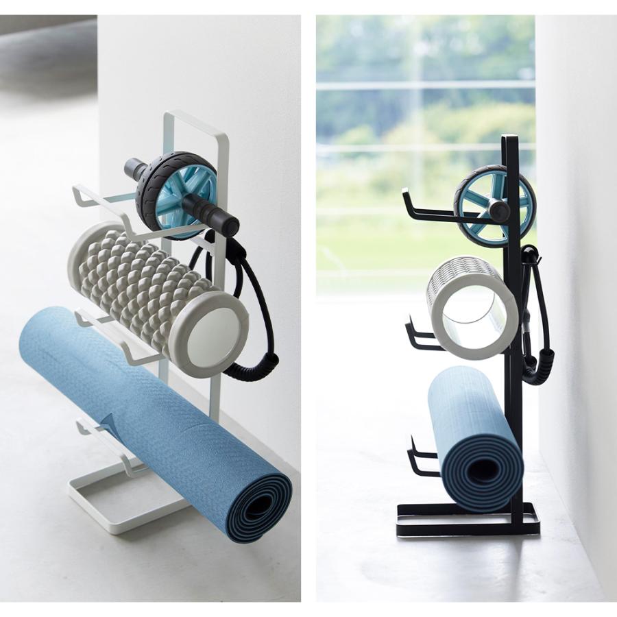 山崎実業 tower フィットネスグッズ収納ラック タワ 収納 スタンド ヨガマット 厚手 フォームローラー スティック 腹筋ローラー 一輪 | tower | 06