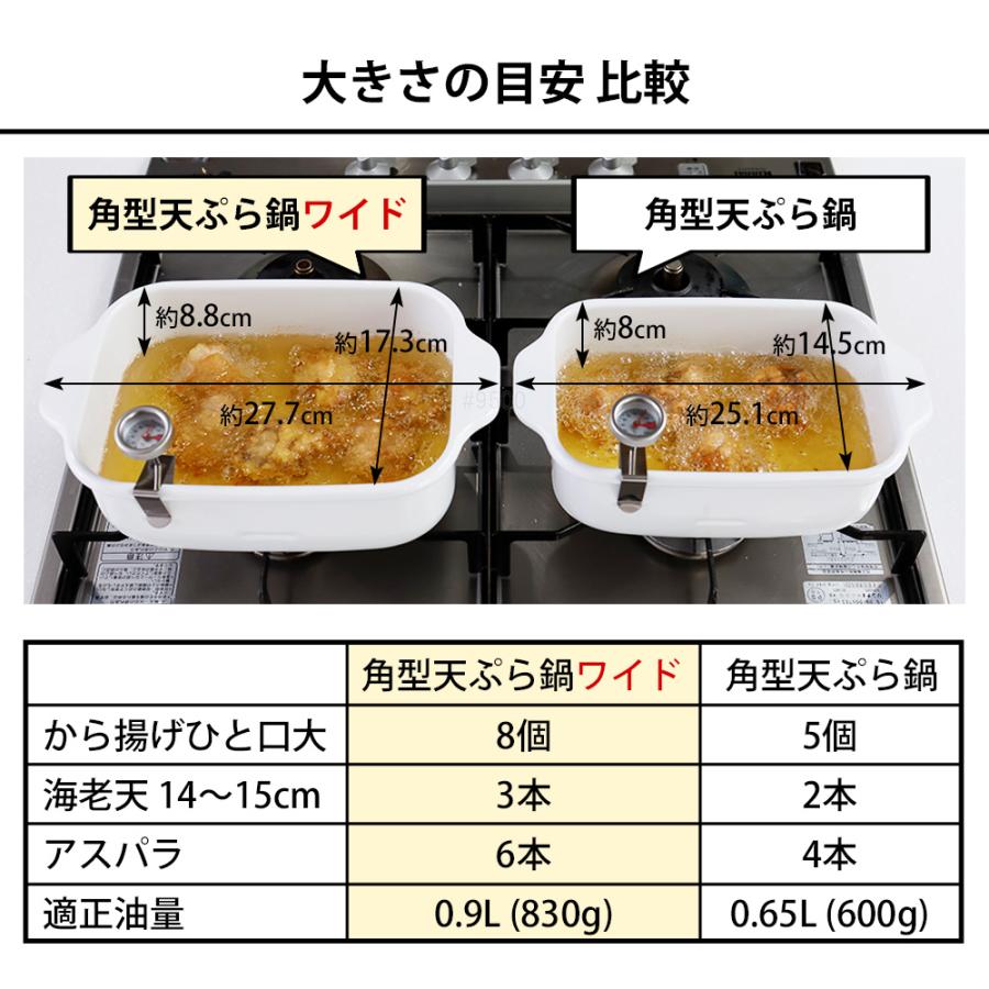 【おまけ特典付】天ぷら鍋 ih対応 ミニ 角型天ぷら鍋 ワイド 温度計付き 四角い スクエア 富士ホーロー 揚げ物 揚げ鍋 ハニーウェア | 富士ホーロー | 10