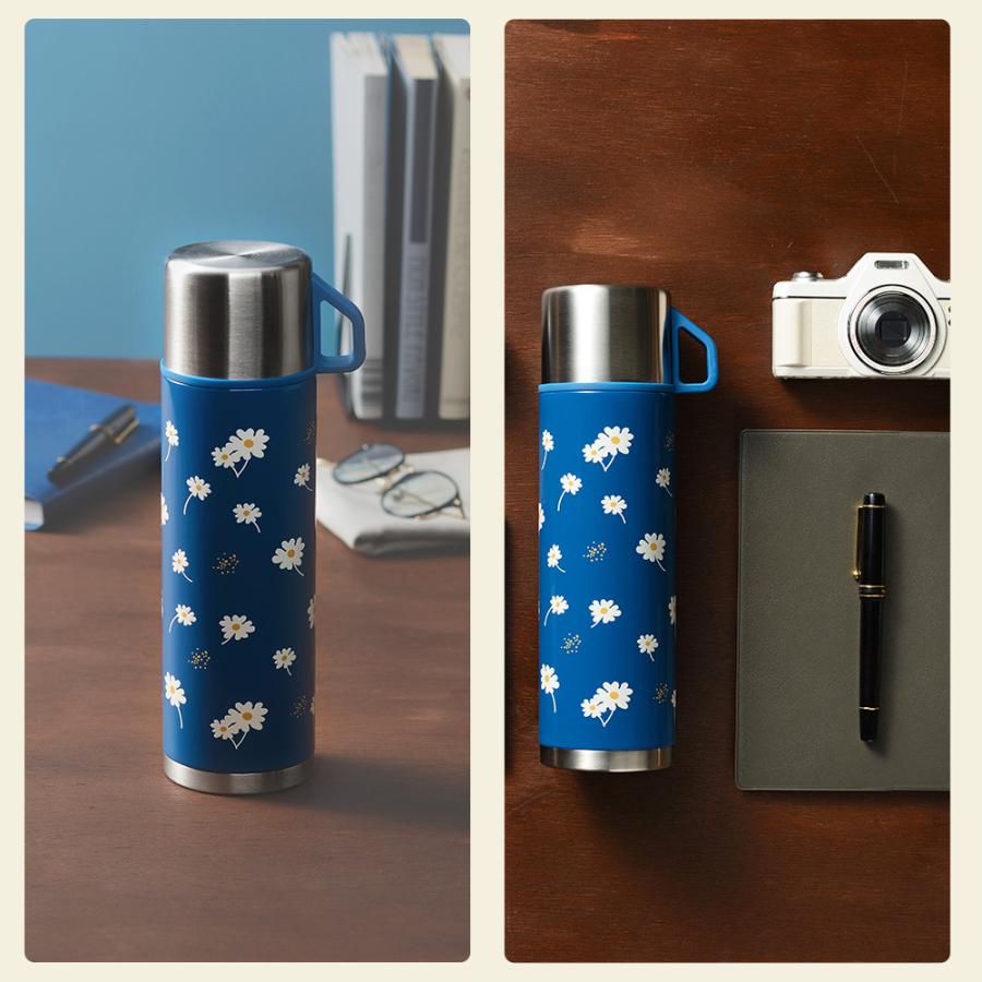 水筒 コップ付き 500ml レトル 昭和レトロ マグボトル 保冷 保温 真空断熱 飲みやすい 衛生的 ワンプッシュ開閉 軽量 ステンレス | 和平フレイズ | 07