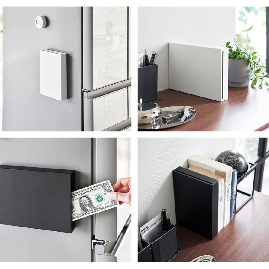 山崎実業 tower マグネット貯金箱 タワー 500円玉 折らない お札 紙幣 硬貨 スリム 浮かせて収納 磁石 壁面設置 冷蔵庫横 デスク上