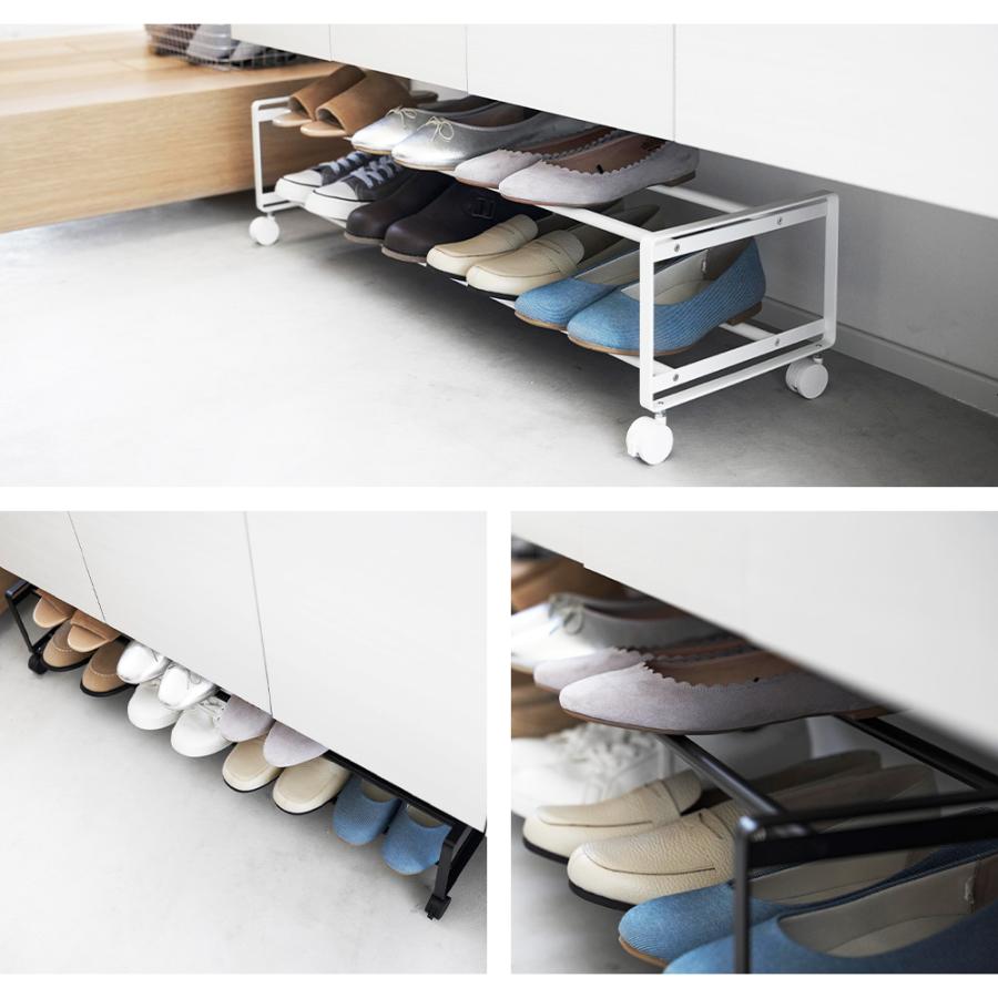 山崎実業 tower 引き出せるキャスター付きシューズラック タワー 2段 靴箱 くつ 収  玄関 下駄箱下 シューズ ブーツ 靴収納 | tower | 06
