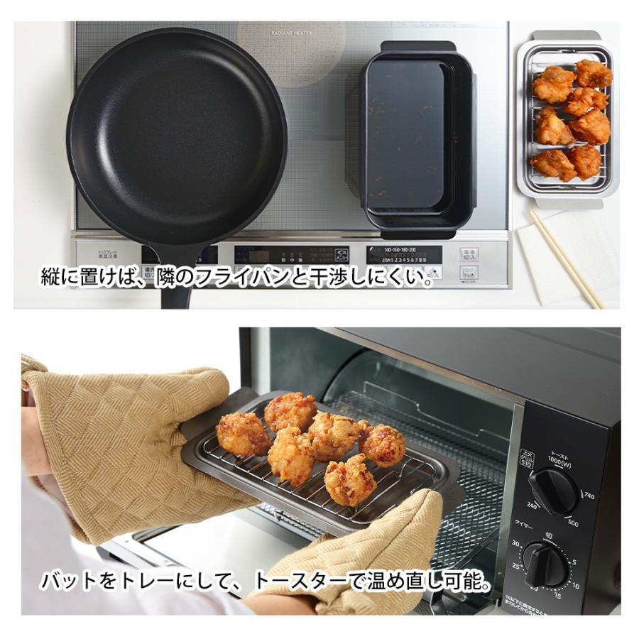 角型揚げ鍋 ガス IH対応 直火 網 アミ付き バット レギュラーサイズ 鉄 鉄鍋 角型天ぷら鍋 四角 スクエア コンパクト 揚げ物鍋 | 和平フレイズ | 08