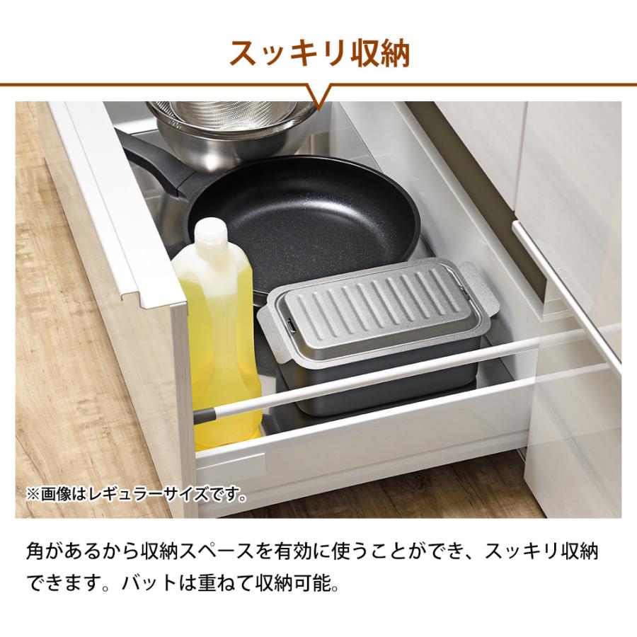 角型揚げ鍋 ガス IH対応 直火 網 アミ付き バット ミニサイズ 鉄 鉄鍋 角型天ぷら鍋 四角 スクエア コンパクト 揚げ物鍋 | 和平フレイズ | 07