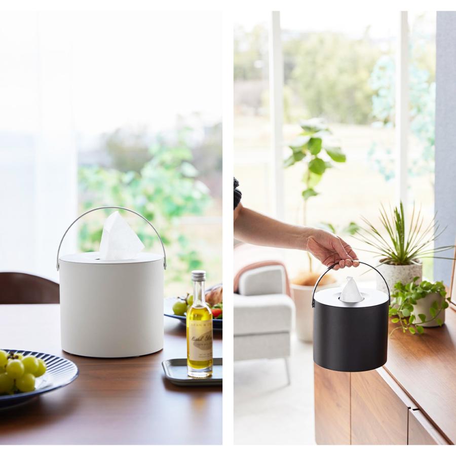 山崎実業 tower ハンドル付きティッシュケース タワー ティッシュボックス 詰め替え 200組 400枚 丸型 円形 円柱 持ち手 取っ手 移動 シンプル | tower | 06