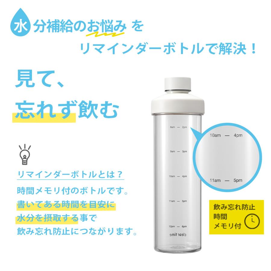 ウォーターボトル タイムマーカー 1L 1.0L 1000ml 時間 メモリ 水筒 クリアタイム エニウェアボトル リマインダーボトル モチベーションボトル 和平フレイズ | 和平フレイズ | 05