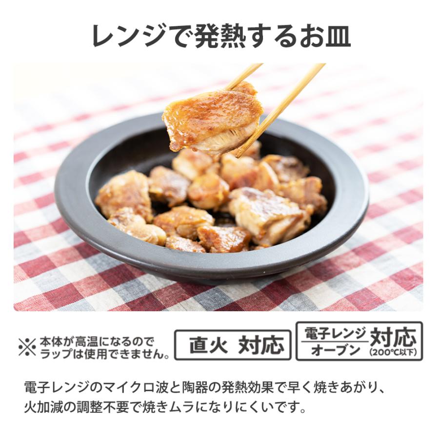 電子レンジ調理皿 20cm レンジで発熱する皿  直火 ガス火 オーブン対応 丸型 耐熱皿 食器 陶器 焼き目 レシピ付き マジカリーノ 和平フレイズ | 和平フレイズ | 05