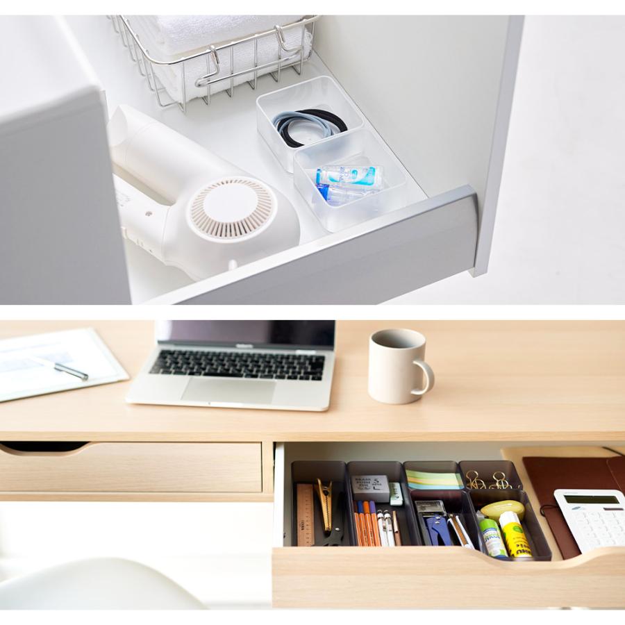 山崎実業 tower 底がクリア 縦横重ねられる引き出し整理収納ケース タワー S 2個組 クリアケース トレー スタッキング カトラリー 文房具 | tower | 06