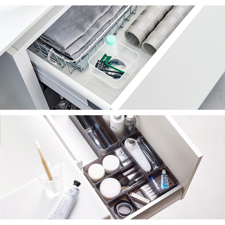 山崎実業 tower 底がクリア 縦横重ねられる引き出し整理収納ケース タワー S 2個組 クリアケース トレー スタッキング カトラリー 文房具 | tower | 07